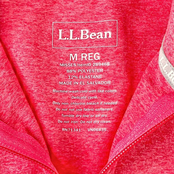 LL Bean Medium Jacket Cotton Blend Full Zip Pink Peach Women's Running Athletic - Picture 14 of 15